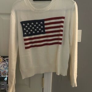 Elegant Cream Sweater with American Flag Design